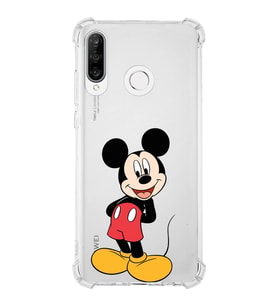 Huawei P30 Lite  Köşe Korumalı Antişok Kapak Mickey Mouse Tasarımlı Şeffaf  Kılıf