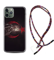 Apple iPhone 11 12 13 14 Pro Max Kılıf Boyun Asklı Rasta Silikon Kurt ve Ay Yıldız 1403