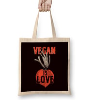 Vegan Is Love Vegetarian Veganism Animal Rights Veggie Food Bez Çanta Uzun Saplı