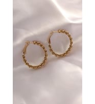 Çelik Gold Renk Zincir Halka Model Kadın Küpe