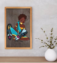BK Home African Woman Dekoratif Retro Ahşap Tablo-5