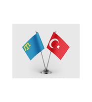 Kırım Hanlığı ve Türk Bayrağı İkili Saten Masa Bayrağı Takımı