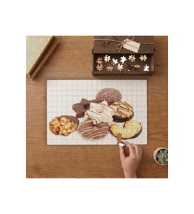 Çeşit Çeşit Kurabiyeler Tasarımı 240 parça Ahşap Puzzle Ahşap Kutuda MP01682