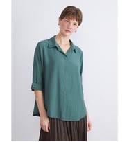 LCWAIKIKI Classic Yeşil Büyük Beden Gömlek Yaka Dokulu Oversize Bluz
