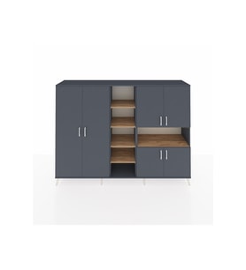Hyperion Dolap 13 Raflı 6 Kapaklı 220x44x163 Antrasit-Antrasit/Çam