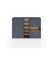 Hyperion Dolap 13 Raflı 6 Kapaklı 220x44x163 Antrasit-Antrasit/Çam
