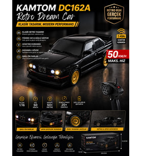 KAMTOM DC162A Retro Dream Car 1:16 4x4 Drift Uzaktan Kumandalı Araba 50 Km/H Hız Işıklı Şarjlı E30