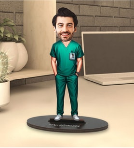 Kişiye Özel Fotoğraflı Erkek Doktor Tasarımlı Karikatür Biblo