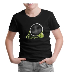 Tenis - Love the Ball Siyah Çocuk Tshirt