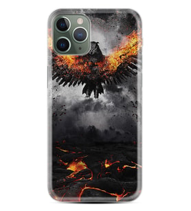 Apple iPhone 11 12 13 14 Pro Max Kılıf Desemli Silikon Ateş Kartalı 1766