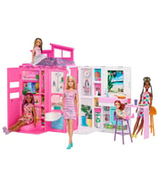 Barbie Portatif Tatil Evi Bebek ve Oyun Seti HRJ77 (Karışık)