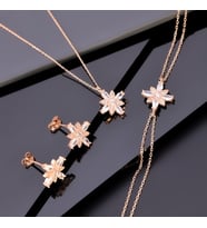 925 Ayar Gümüş Kamelya Çiçeği Set