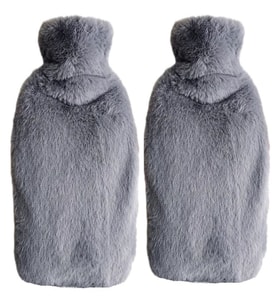 2 ADET SICAK SU TORBASI YAN CEPLİ GRİ  PELUŞ TERMOFOR 27x17x2cm  1 LİTRE
