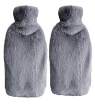 2 ADET SICAK SU TORBASI YAN CEPLİ GRİ  PELUŞ TERMOFOR 27x17x2cm  1 LİTRE