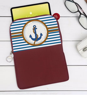 BK Gift Çapa Tasarımlı Taşınabilir Koruyucu Tablet Kılıfı & Organizer Çanta - Bordo-1