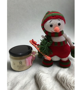 RÜWÜZEL  Amigurumi Kardan Adam & Lavanta Kokulu Mum  Hediye Seti