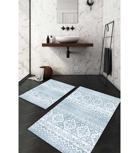 Dijital Baskılı Kaymaz Taban Yıkanabilir 2'li Klozet Takımı Banyo Paspası NDKZ-SD-2 (Mavi)