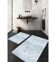 Dijital Baskılı Kaymaz Taban Yıkanabilir 2'li Klozet Takımı Banyo Paspası NDKZ-SD-2 (Mavi)