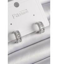 Pirinç Gümüş Renk Zirkon Taşlı Halka Model Kadın Küpe 5886 - HPSBYI6606-1867