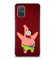 Samsung Galaxy A71 Soft Premier Kapak Patrick Yıldız Tasarımlı Silikon Kılıf - Mürdüm (Şeffaf)