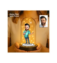 Kişiye Özel Erkek Karikatür Fanus  Meslek ve Hobi Temalı Işıklı Biblo