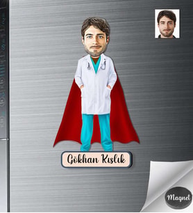 Kişiye Özel Doktor Erkek Ahşap Magnet -11