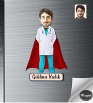 Kişiye Özel Doktor Erkek Ahşap Magnet -11