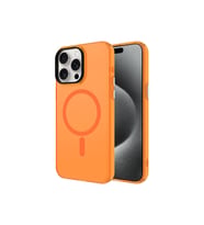 Apple iPhone 15 Pro Max Uyumlu Kılıf Zore M-safe Şarj Özellikli Buzlu Transparan C-Pro Sert Kapak (Turuncu)