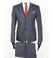 Jan Carlucci Slim Fit Sivri Yaka-Çift Yırtmaç Gri Drop 6 Yelekli Takım Elbise