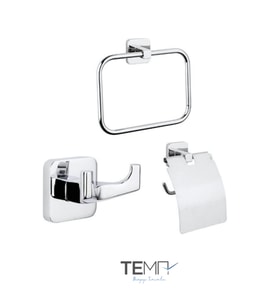 Kare 3 Lü Set Havluluk Askılık ve Tuvalet Kağıtlık