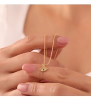 925 Ayar Gümüş Taşlı Minimal Göz Kolye (Gold)