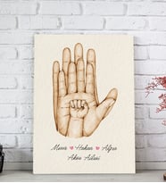 BK Gift Kişiye Özel El Ele Tutuşan Aile Tasarımlı Renkli Kanvas Tablo-5, Anneye Hediye, Aile Hediyesi
