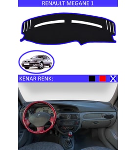 Renault Megane 1 İçin Uygun Torpido Koruma Halısı Siyah Kenar Renk Mavi