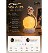 Astronot Figürlü Ay Gece Lambası Uzay Temalı Dekoratif Masaüstü Aydınlatma Çocuk ve Genç Odası Lambası