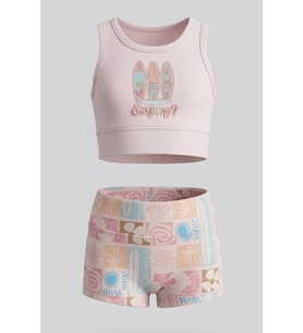 Kız Çocuk 2'li Mayo Takımı-Crop Üst ve Slip Şortlu 2-12 Yaş 12704IS MODANINO