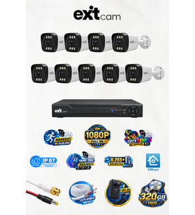 EXİTCAM 9 Kameralı 2 MP 1080P Full HD AHD Güvenlik Kamera Seti - Gece Renkli 320GB HDD 16 Kanal DVR