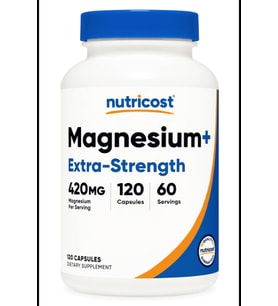 Nutricost Magnesium+ Extra Strength 420mg, 120 Capsules - 60 Servings. Magnesium Oxide and Glycinate. (Renksiz)