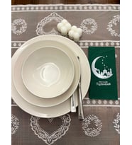 Gümüş Yaldızlı Yeşil Hoşgeldin Ramazan Yeni Ay Desenli Garson Peçete 16 lı