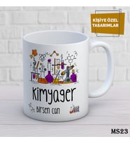 Kişiye Özel Meslek Temalı Kupa  İsimli & Fotoğraflı Premium Hediye Bardak Kimyager