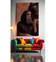 BEDEVİ KADIN VE AT V2 Ev Duvar Salon Güzellik Salonu Ofis Dükkan Dekarasyon kanvas tablo (Çok Renkli)
