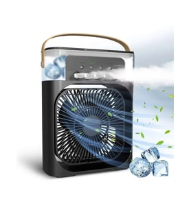 Taşınabilir 3 Farklı Mod Ayarlı 7 Farklı Led Işıklı Sulu Soğutmalı Taşınabilir Masaüstü USB Fan Vantilatör (5343)