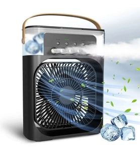 Taşınabilir 3 Farklı Mod Ayarlı 7 Farklı Led Işıklı Sulu Soğutmalı Taşınabilir Masaüstü USB Fan Vantilatör (5343)