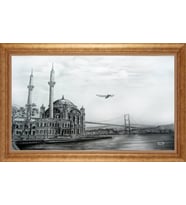 Çerçeveli Paspartulu Manzara Tablo bm1927 (Gold)