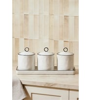 Nestore 3'lü Bone Porselen Standlı Baharat Takımı Tezgah Üstü Organizer