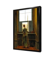 Penceredeki Kadın Caspar David Friedrich Çerçeveli Mdf Tablo