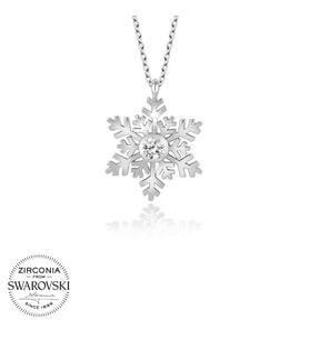 Swarovski Taşlı Gümüş Kartanesi Bayan Kolye