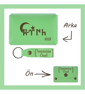 Fıstık Yeşil, Göktürkçe Ayyıldız Tema, İsme Özel Cüzdan Ve Anahtarlık Set, Tarihinden Onur Duyanlara (Fıstık Yeşili)