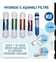 Hyundai Su Arıtma Filtre Seti 5li Takım - Nsf Onaylı (Beyaz)
