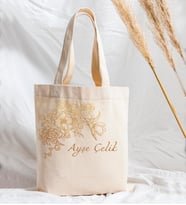 Kişiye Özel Gold Tasarımlı Kavas Çanta (Krem)