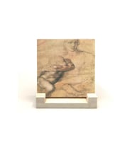 Eskiz çizim (Leonardo Da Vinci) Baskılı Taş Masaüstlük 10X10